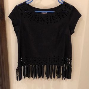Black suede fringe shirt